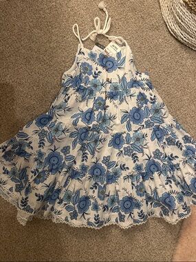 Girls Sundress with Blue Floral Print